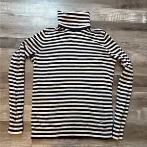 Ralph Lauren Navy and White Striped Turtleneck Sweater